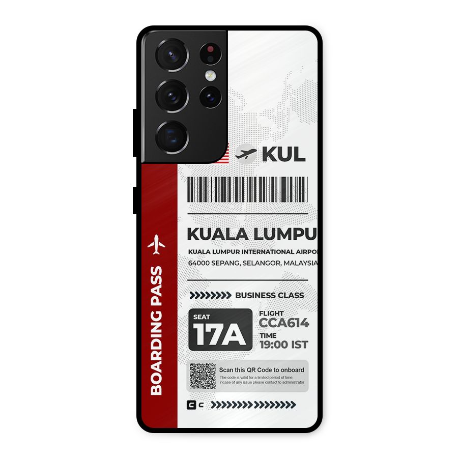 International Boarding Pass Kuala Lumpur Metal Back Case for Galaxy S21 Ultra 5G