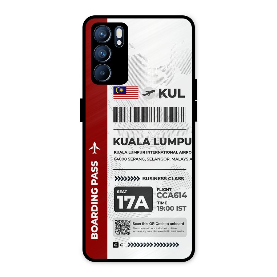 International Boarding Pass Kuala Lumpur Metal Back Case for Oppo Reno6 5G