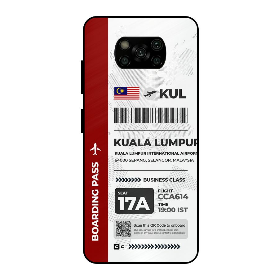 International Boarding Pass Kuala Lumpur Metal Back Case for Poco X3