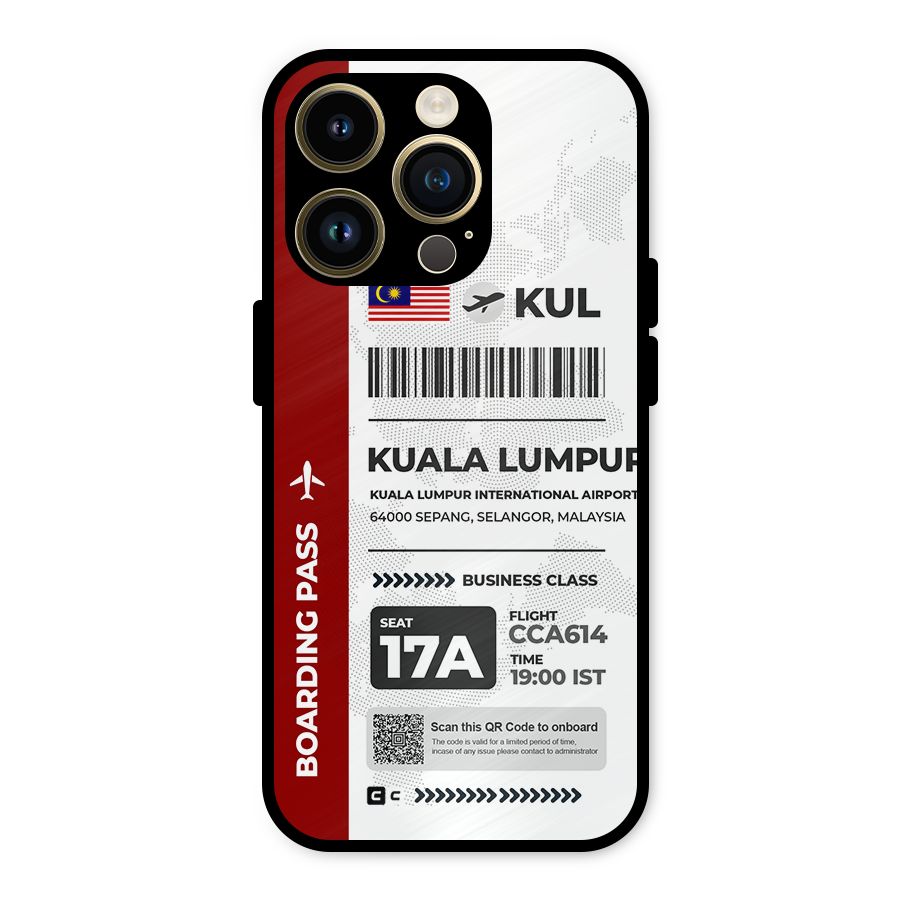 International Boarding Pass Kuala Lumpur Metal Back Case for iPhone 14 Pro