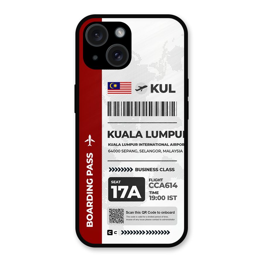 International Boarding Pass Kuala Lumpur Metal Back Case for iPhone 15