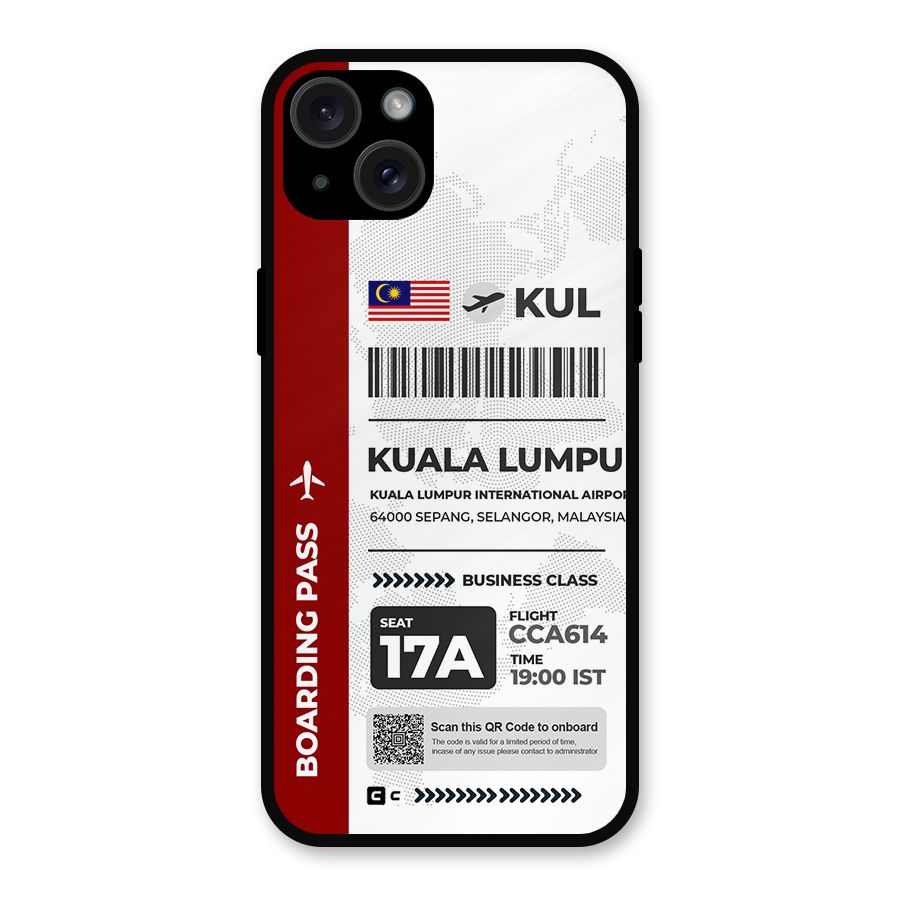 International Boarding Pass Kuala Lumpur Metal Back Case for iPhone 15 Plus