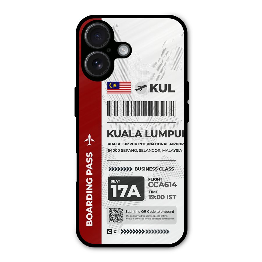 International Boarding Pass Kuala Lumpur Metal Back Case for iPhone 16