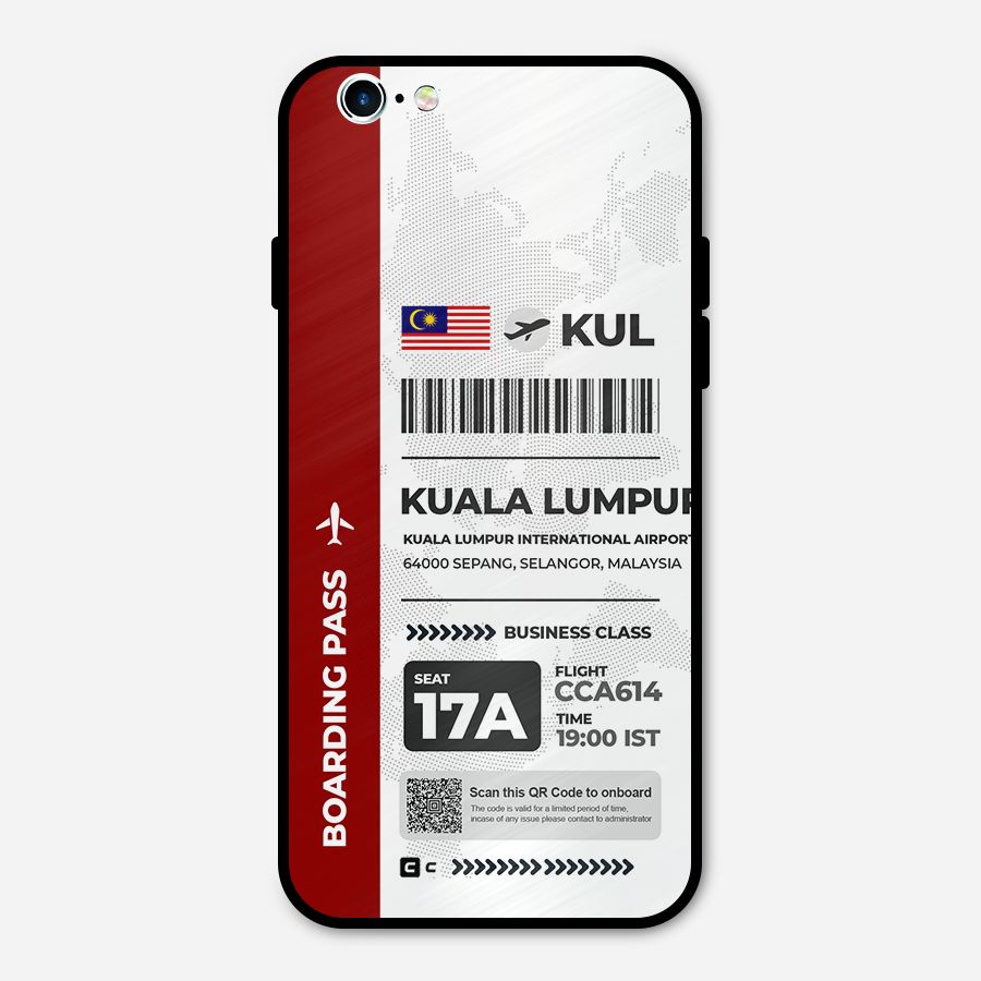 International Boarding Pass Kuala Lumpur Metal Back Case for iPhone 6 6s