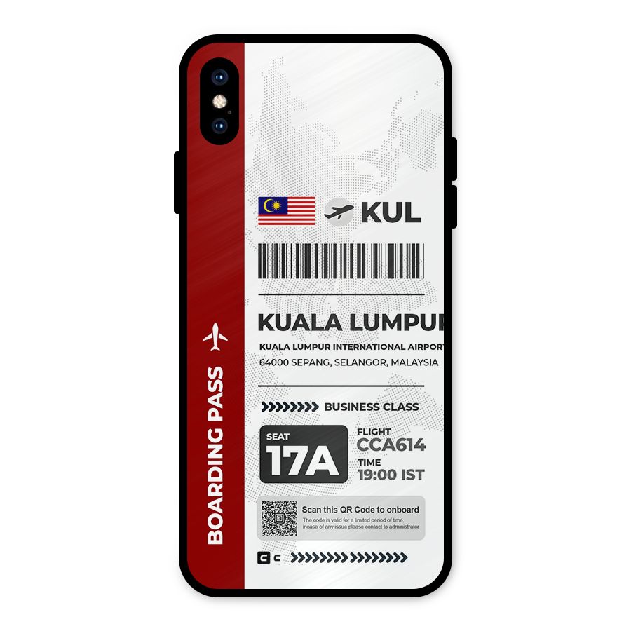 International Boarding Pass Kuala Lumpur Metal Back Case for iPhone XS Max
