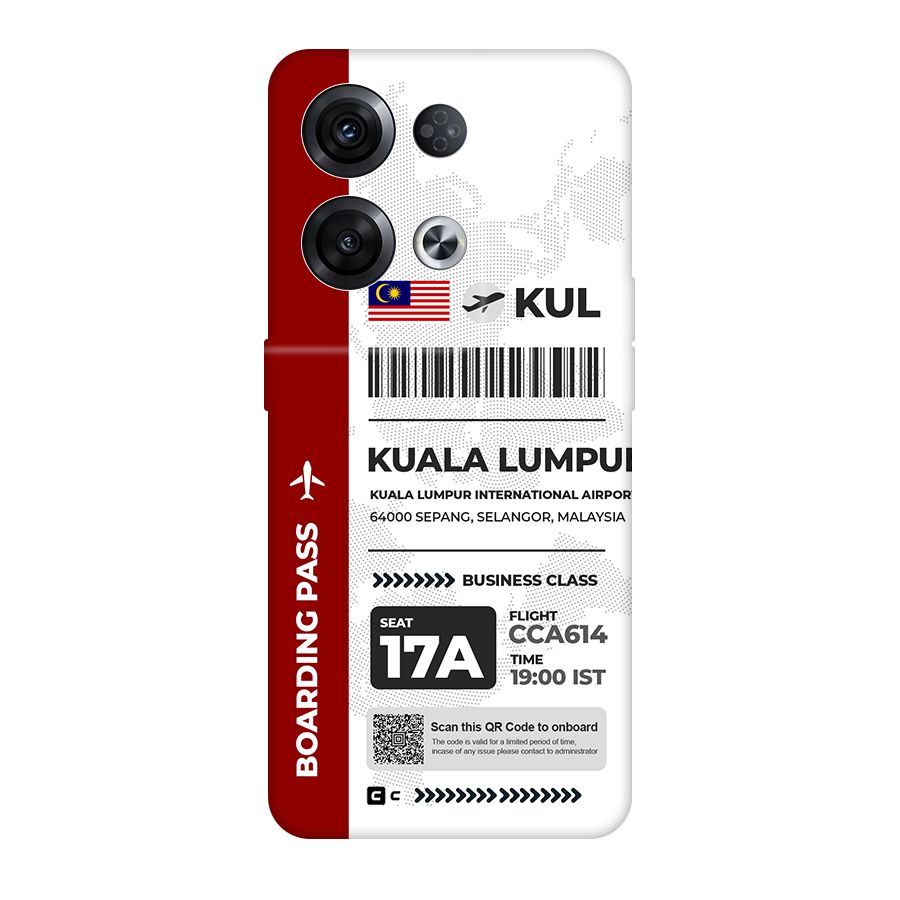 International Boarding Pass Kuala Lumpur Original Polycarbonate Back Case for Oppo Reno8 Pro 5G