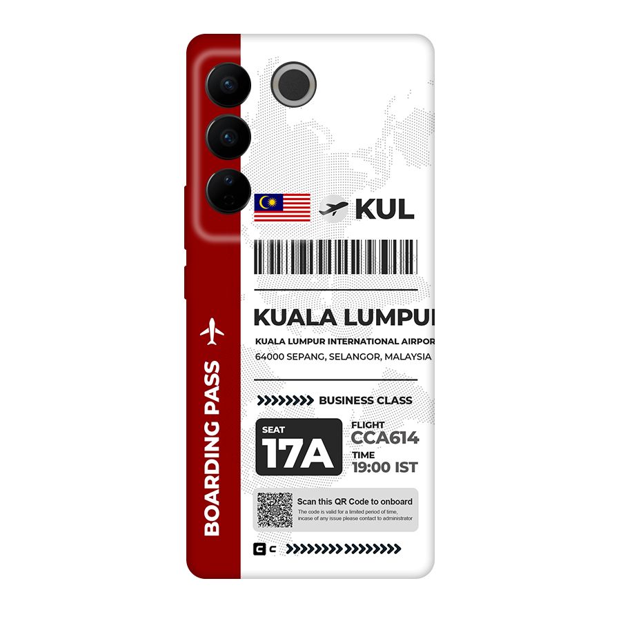 International Boarding Pass Kuala Lumpur Original Polycarbonate Back Case for Vivo V27