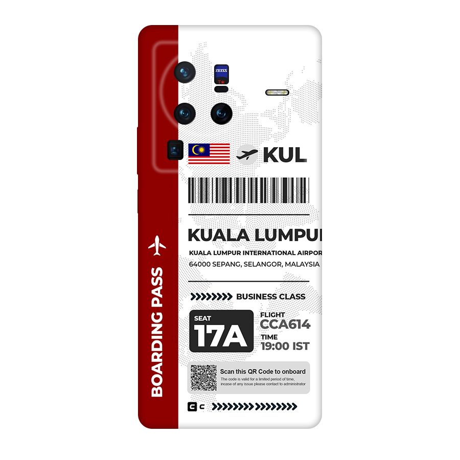 International Boarding Pass Kuala Lumpur Original Polycarbonate Back Case for Vivo X80