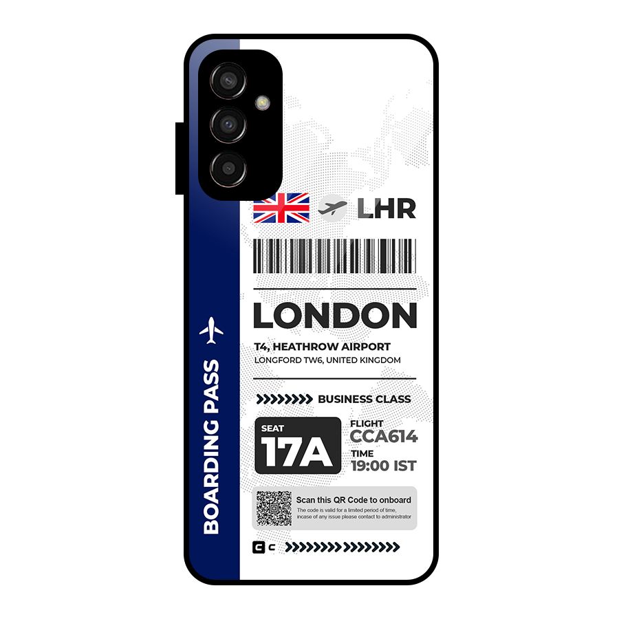 International Boarding Pass London Glass Back Case for Galaxy F13