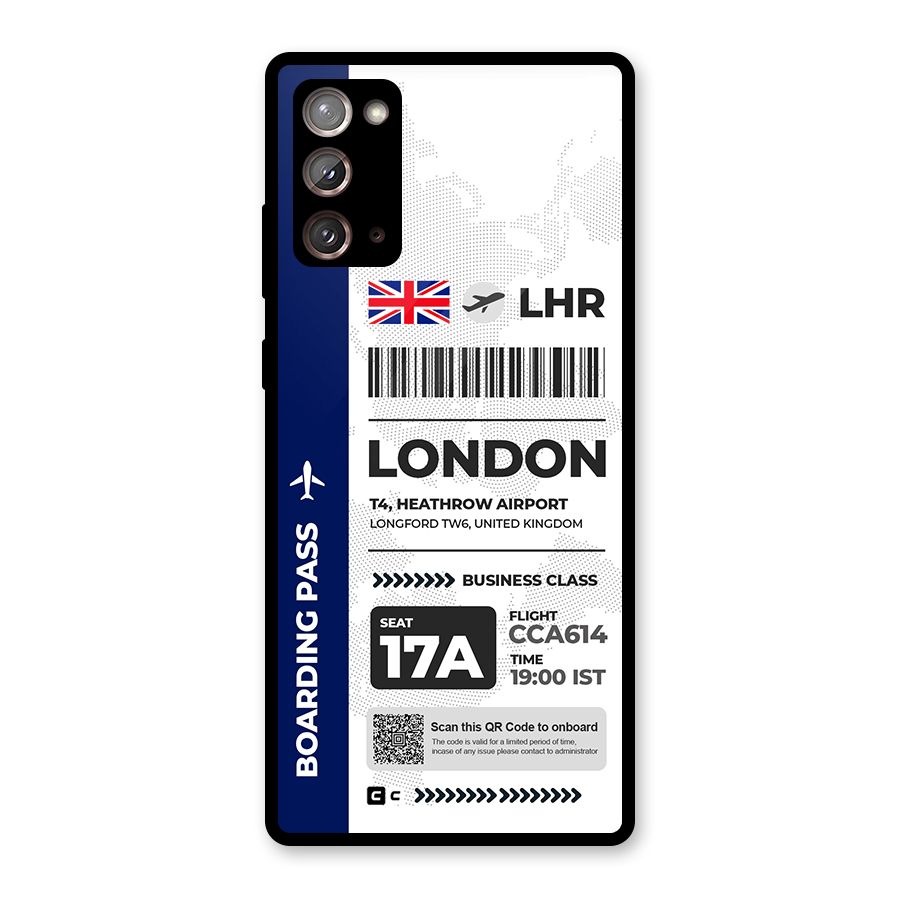 International Boarding Pass London Glass Back Case for Galaxy Note 20