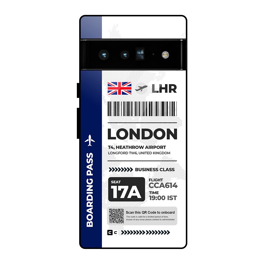 International Boarding Pass London Glass Back Case for Google Pixel 6 Pro