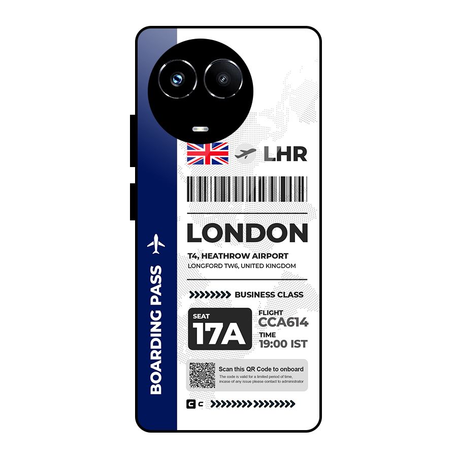 International Boarding Pass London Glass Back Case for Realme Narzo 60X