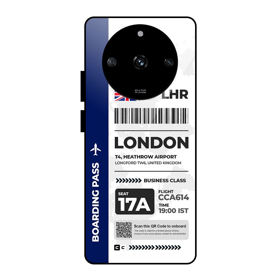 International Boarding Pass London Glass Back Case for Realme Narzo 60 5G