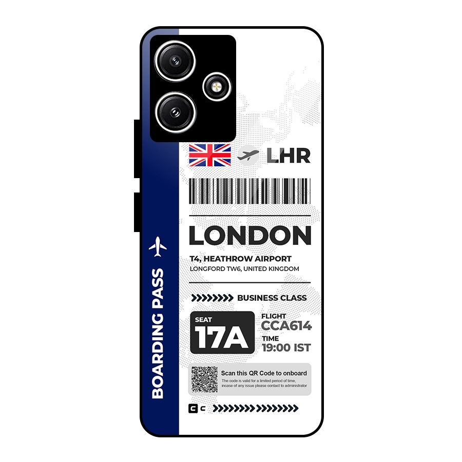 International Boarding Pass London Glass Back Case for Redmi 12 5G