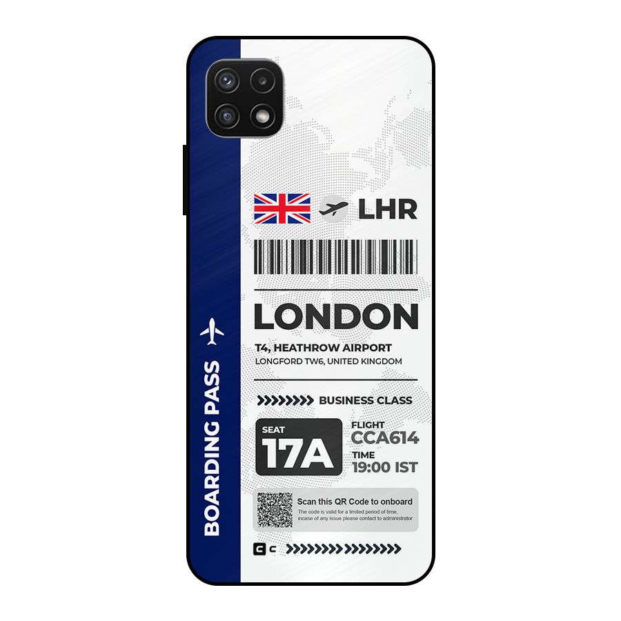 International Boarding Pass London Metal Back Case for Galaxy A22 5G