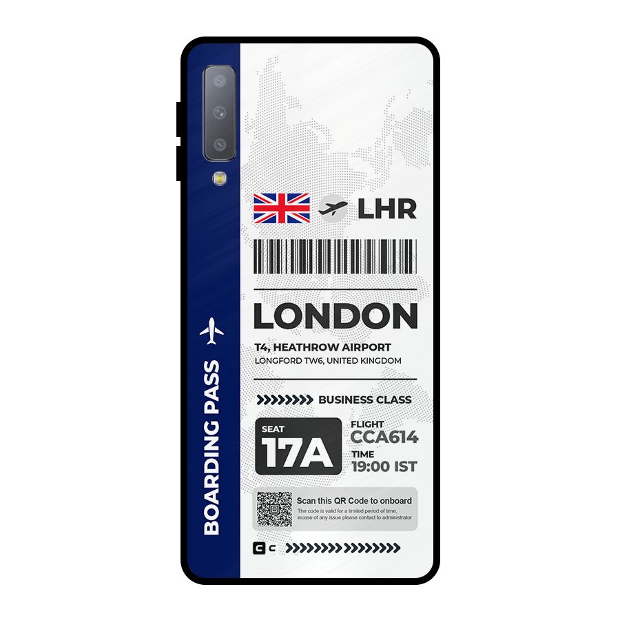 International Boarding Pass London Metal Back Case for Galaxy A7 (2018)