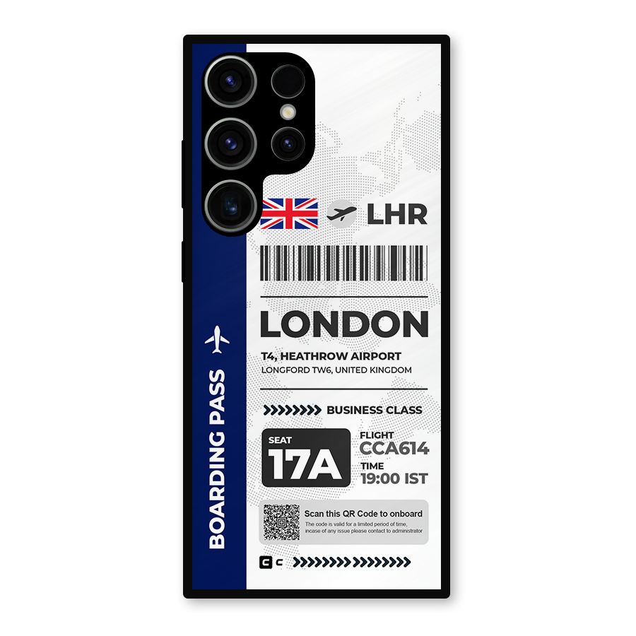 International Boarding Pass London Metal Back Case for Galaxy S23 Ultra