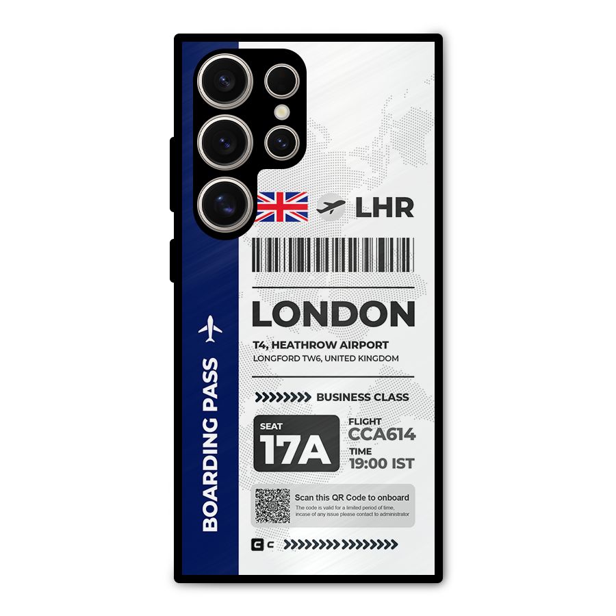 International Boarding Pass London Metal Back Case for Galaxy S24 Ultra