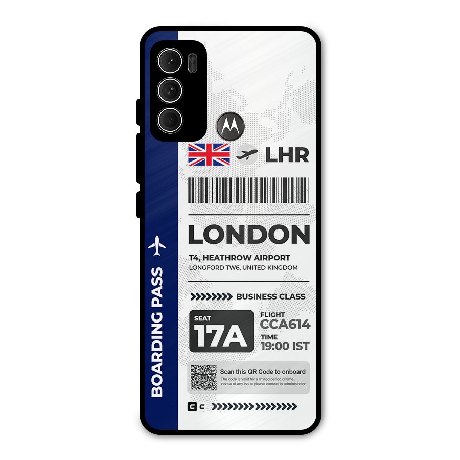 International Boarding Pass London Metal Back Case for Moto G60