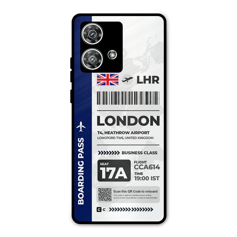 International Boarding Pass London Metal Back Case for Motorola Edge 40 Neo