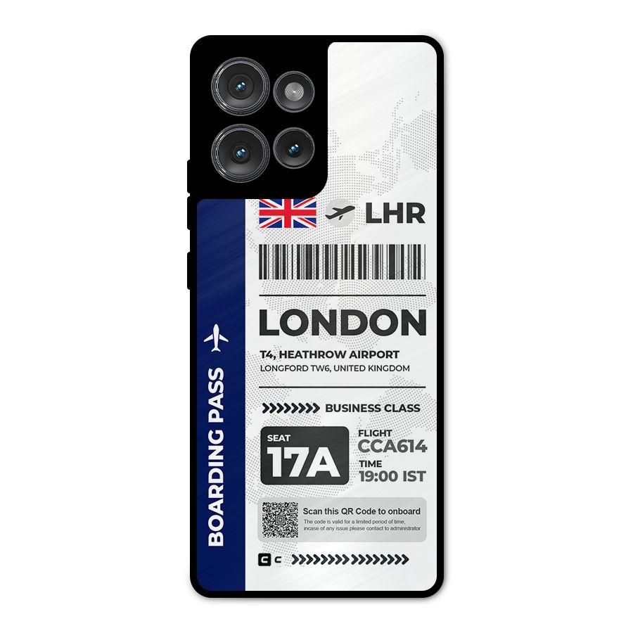 International Boarding Pass London Metal Back Case for Motorola Edge 50