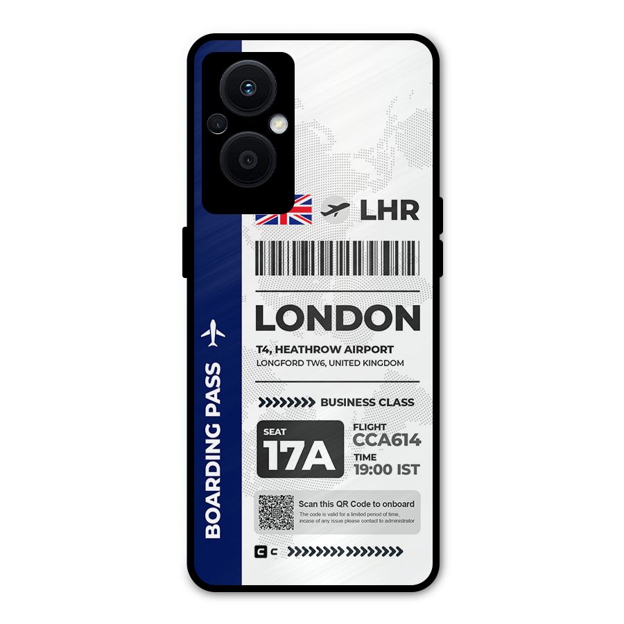 International Boarding Pass London Metal Back Case for Oppo F21 Pro 5G