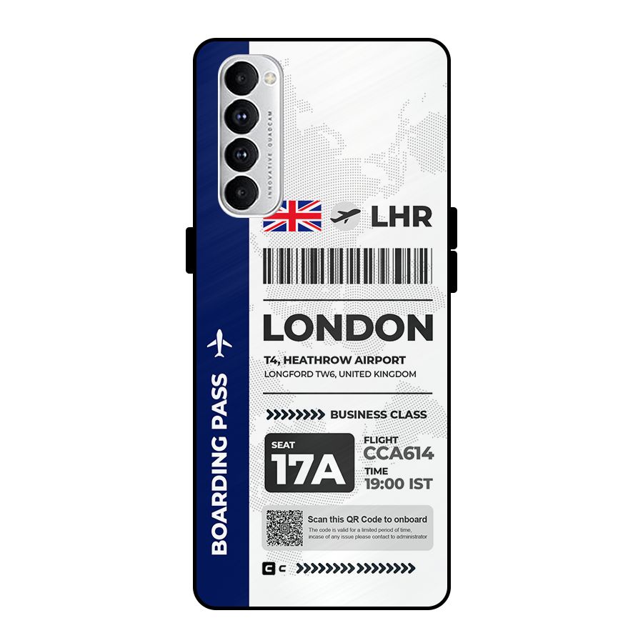 International Boarding Pass London Metal Back Case for Oppo Reno4 Pro