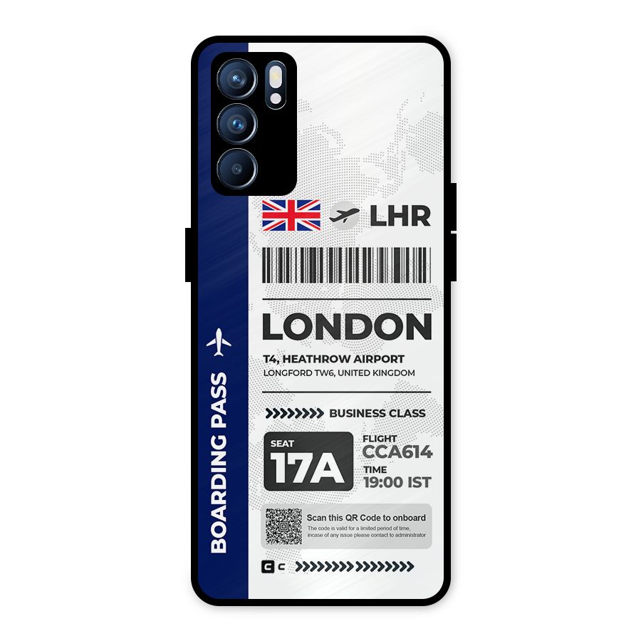 International Boarding Pass London Metal Back Case for Oppo Reno6 5G