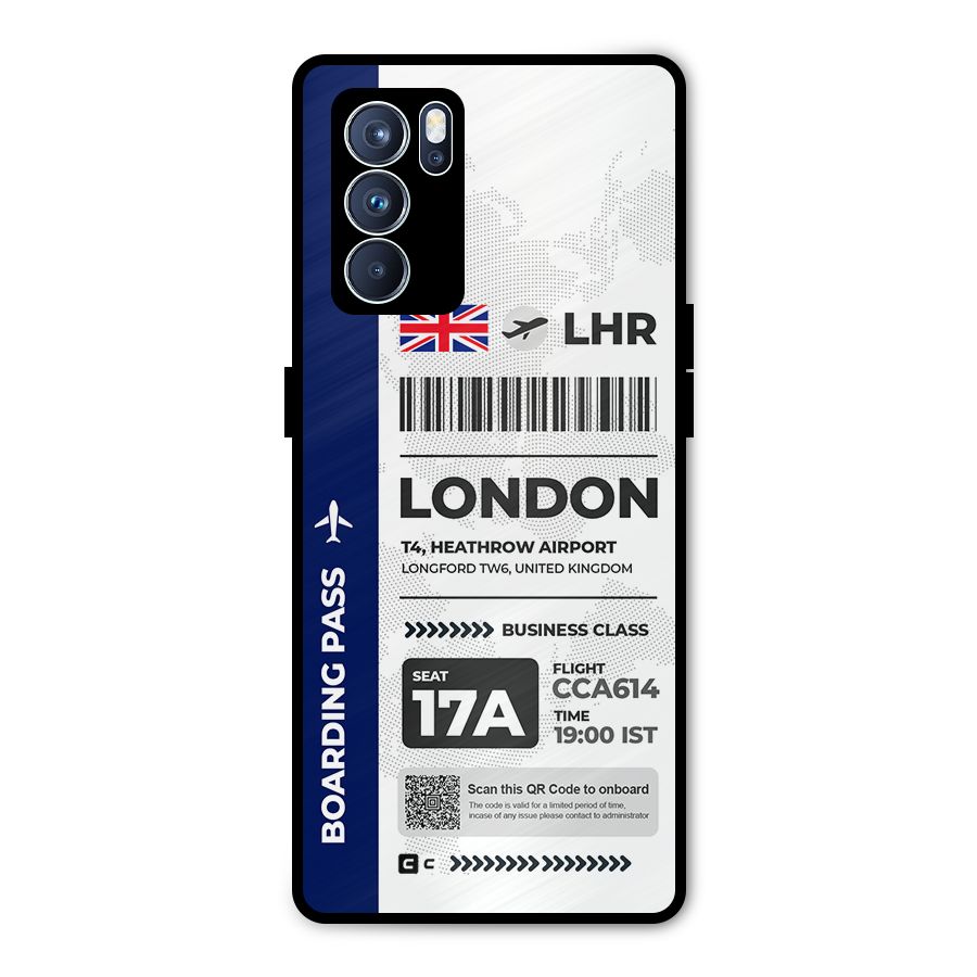 International Boarding Pass London Metal Back Case for Oppo Reno6 Pro 5G