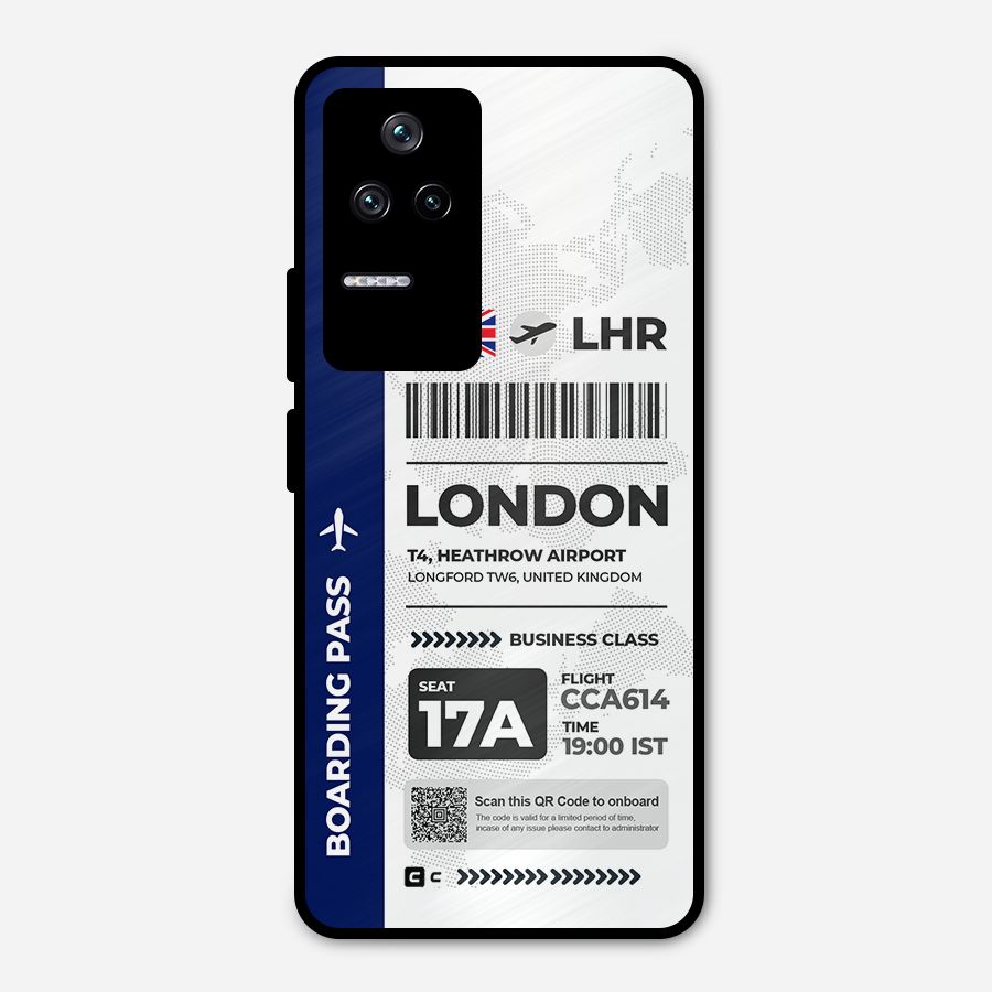 International Boarding Pass London Metal Back Case for Poco F4 5G