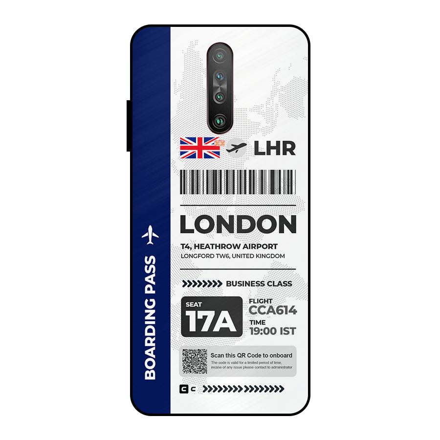 International Boarding Pass London Metal Back Case for Poco X2