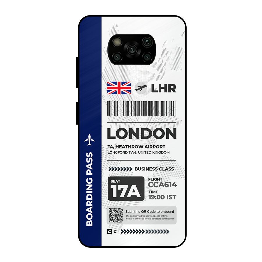 International Boarding Pass London Metal Back Case for Poco X3