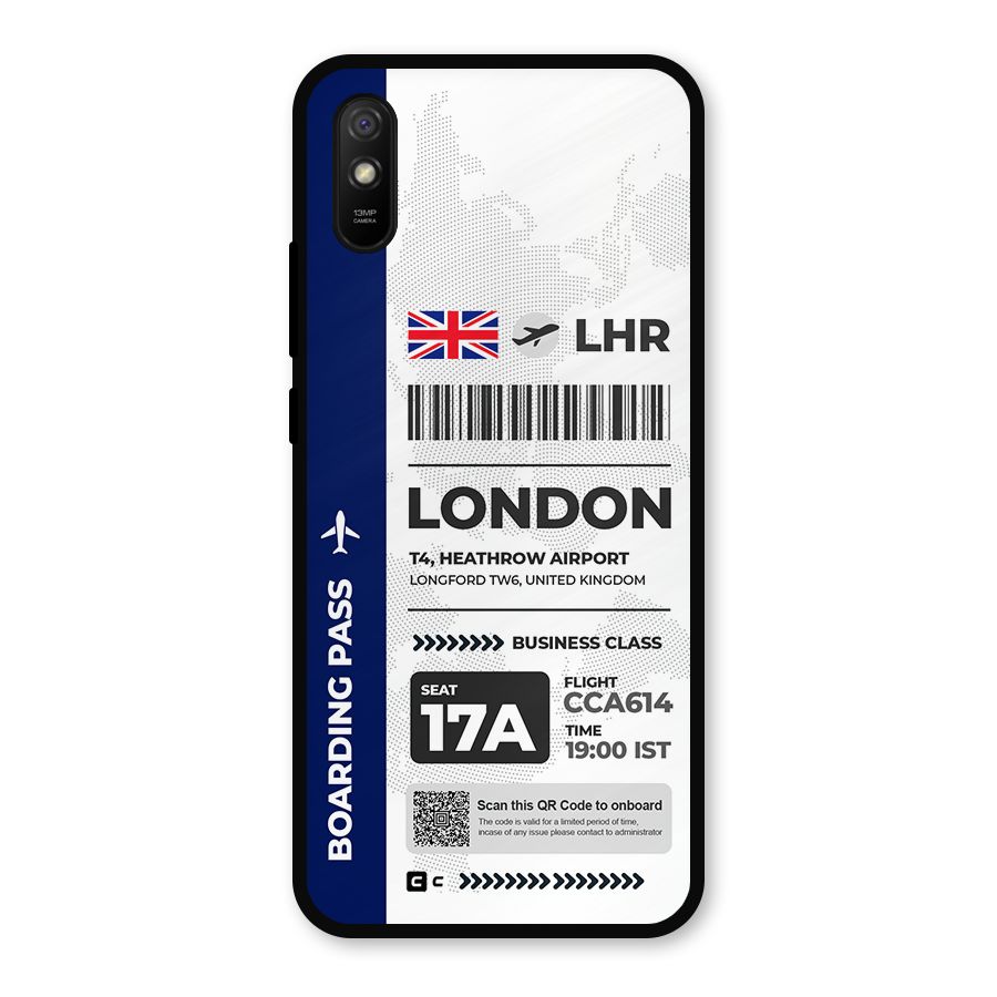International Boarding Pass London Metal Back Case for Redmi 9i