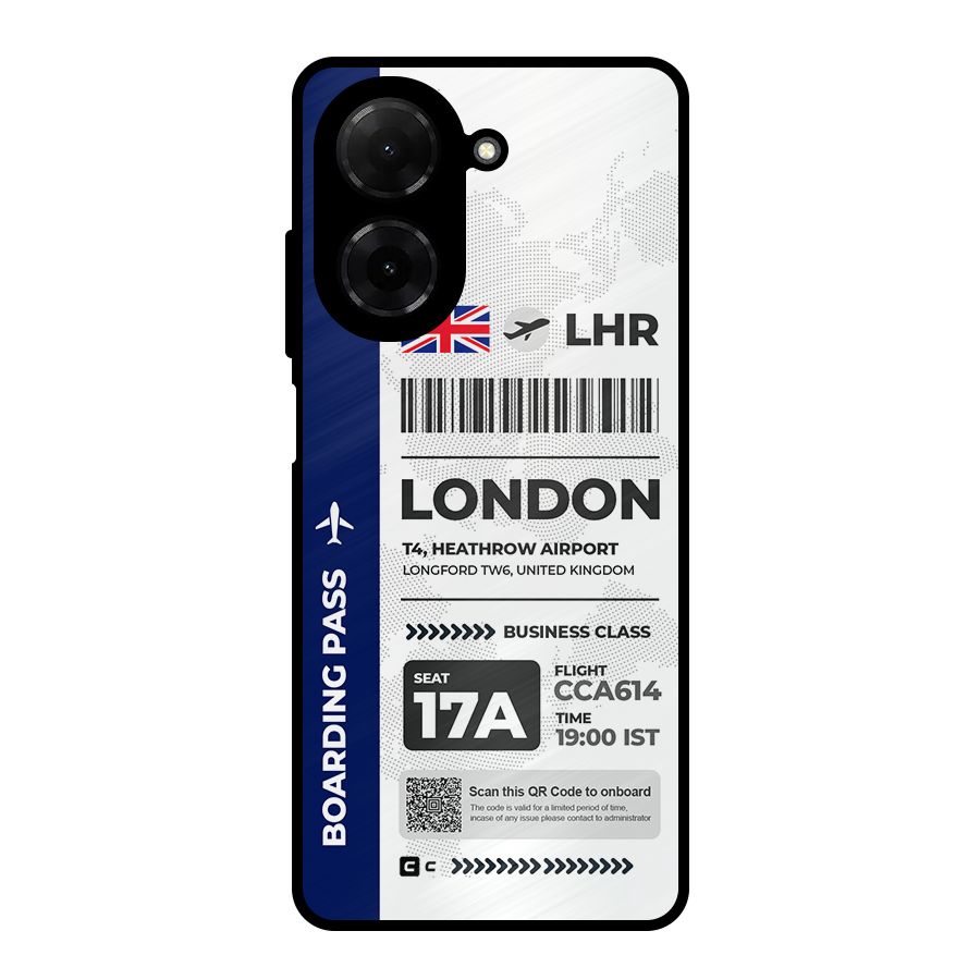 International Boarding Pass London Metal Back Case for Redmi A5 4G
