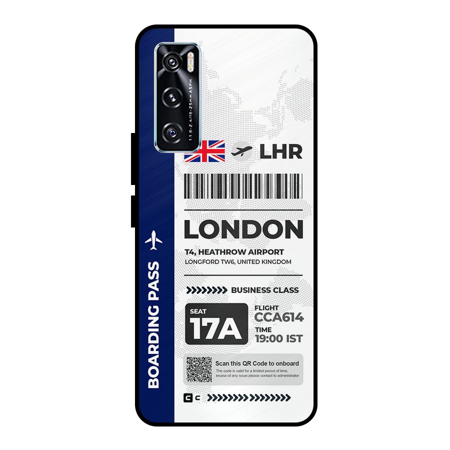 International Boarding Pass London Metal Back Case for Vivo V20 SE
