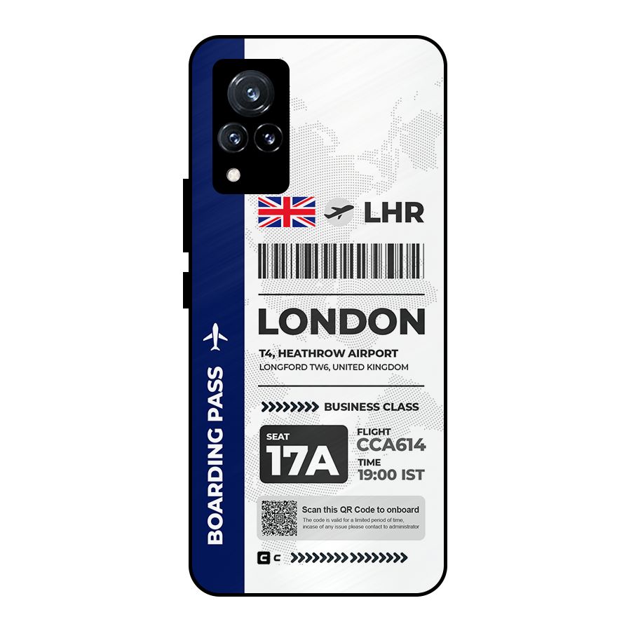 International Boarding Pass London Metal Back Case for Vivo V21 5G