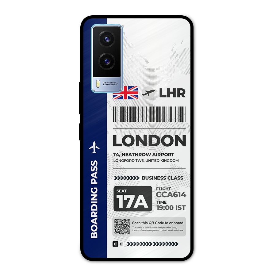 International Boarding Pass London Metal Back Case for Vivo V21e 5G