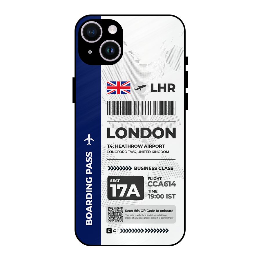 International Boarding Pass London Metal Back Case for iPhone 14 Plus