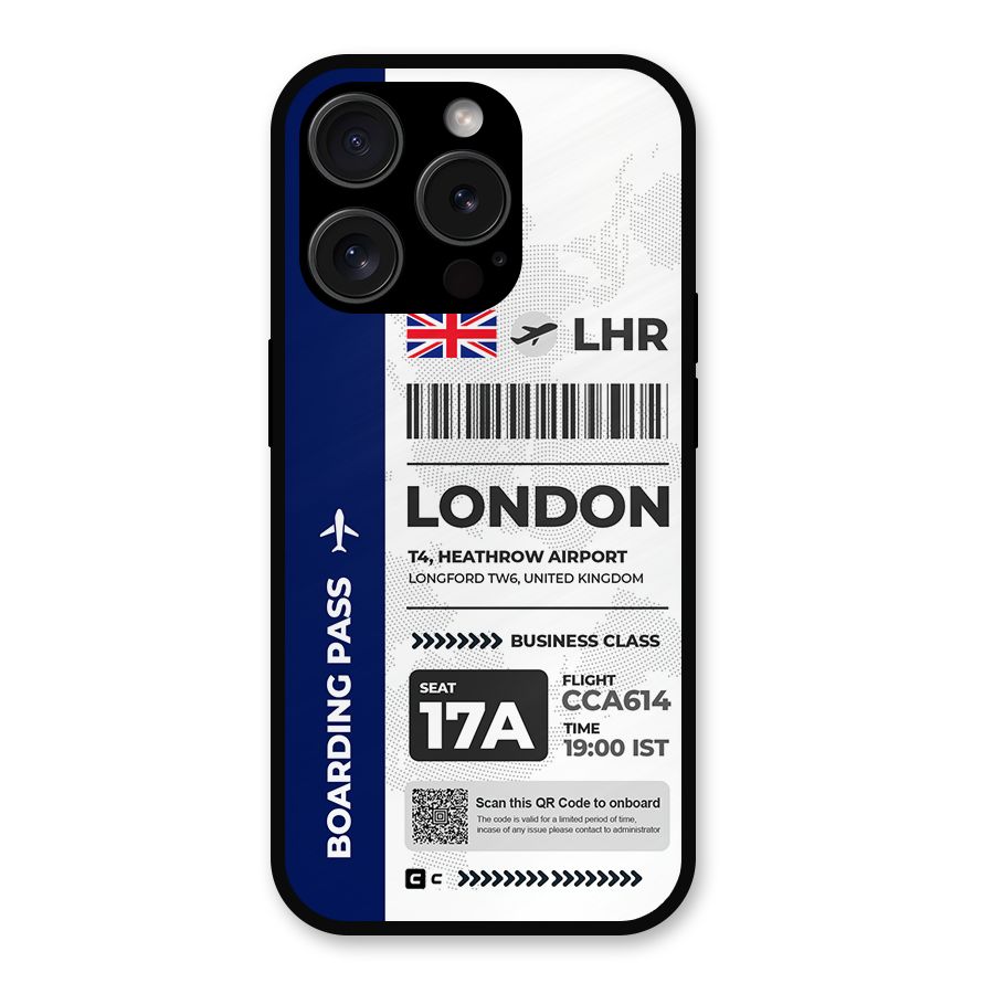 International Boarding Pass London Metal Back Case for iPhone 15 Pro