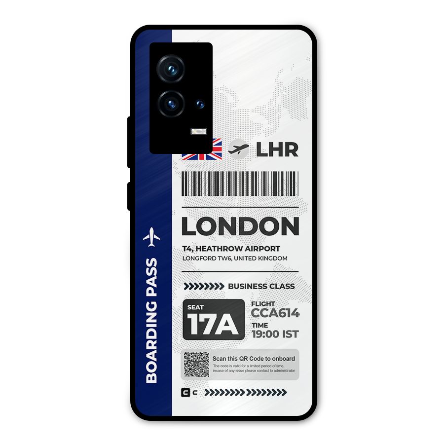 International Boarding Pass London Metal Back Case for iQOO 9 5G