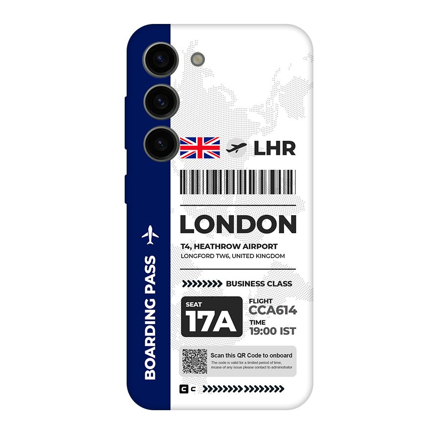 International Boarding Pass London Original Polycarbonate Back Case for Galaxy S23