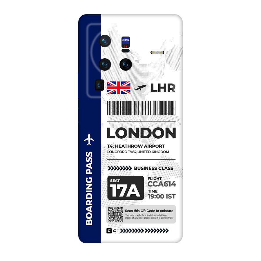 International Boarding Pass London Original Polycarbonate Back Case for Vivo X80