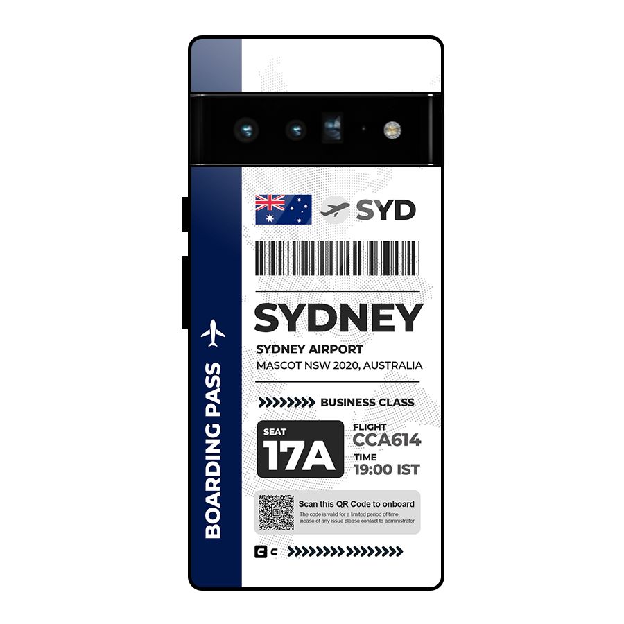 International Boarding Pass Sydney Glass Back Case for Google Pixel 6 Pro