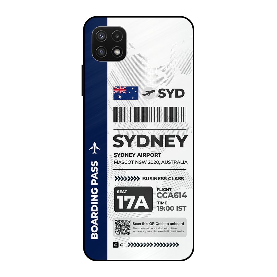International Boarding Pass Sydney Metal Back Case for Galaxy A22 5G