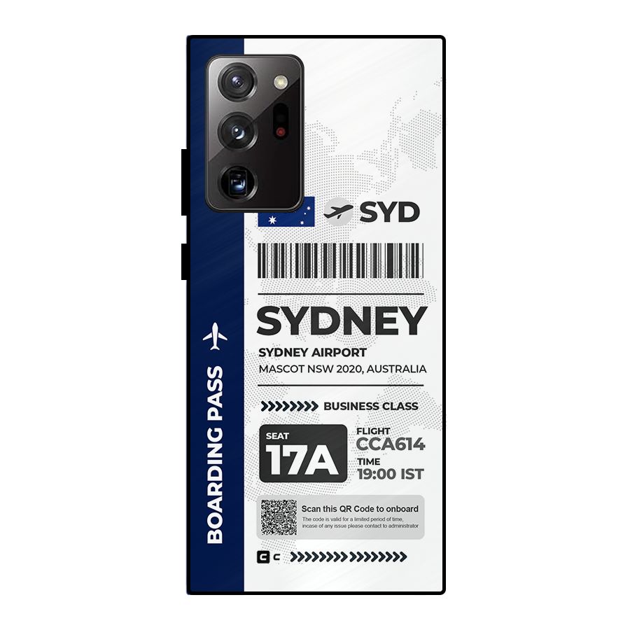 International Boarding Pass Sydney Metal Back Case for Galaxy Note 20 Ultra 5G