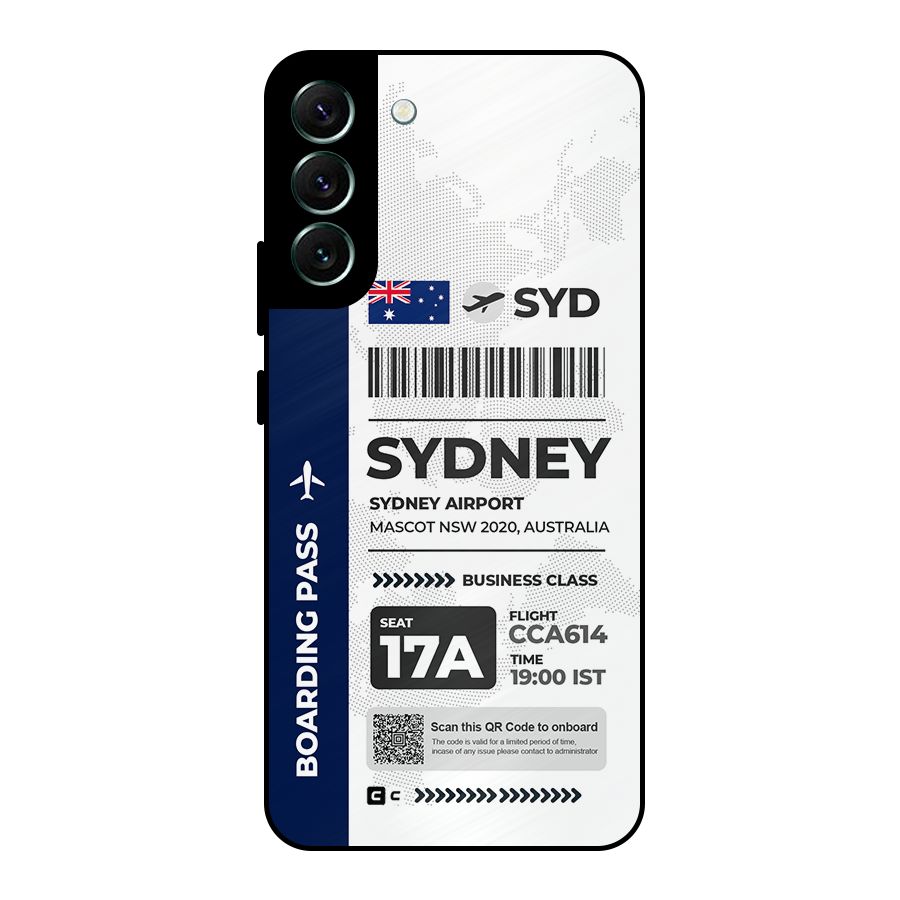 International Boarding Pass Sydney Metal Back Case for Galaxy S22 Plus 5G