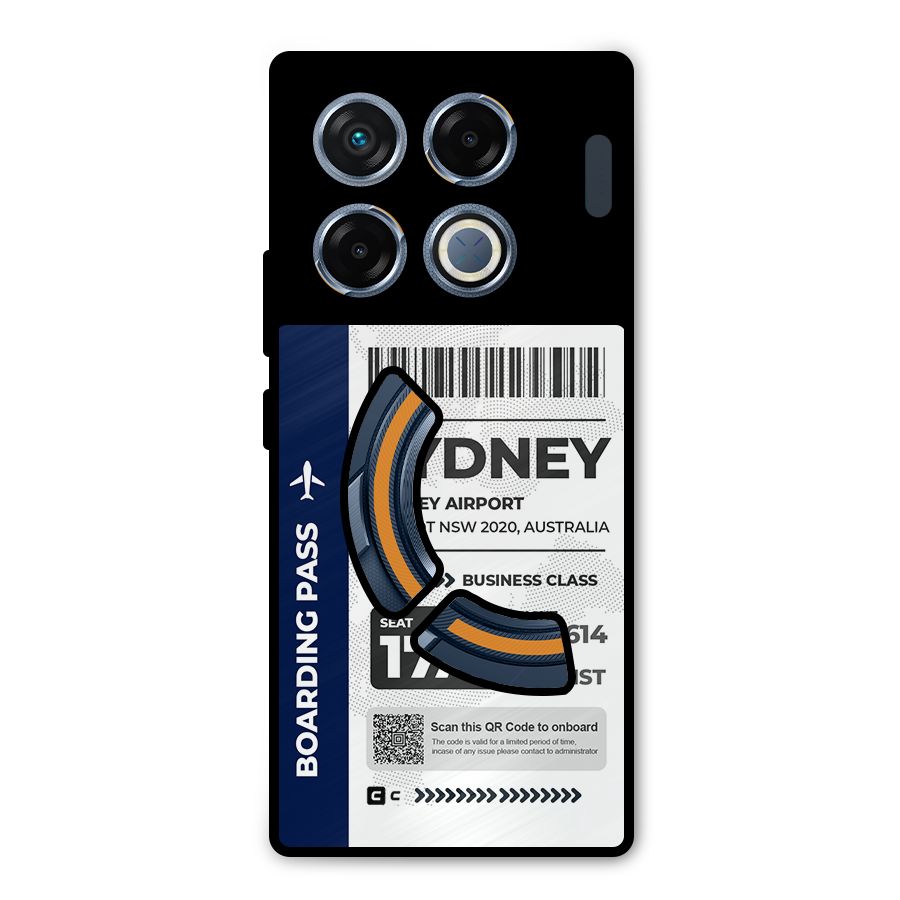 International Boarding Pass Sydney Metal Back Case for Infinix GT 20 Pro