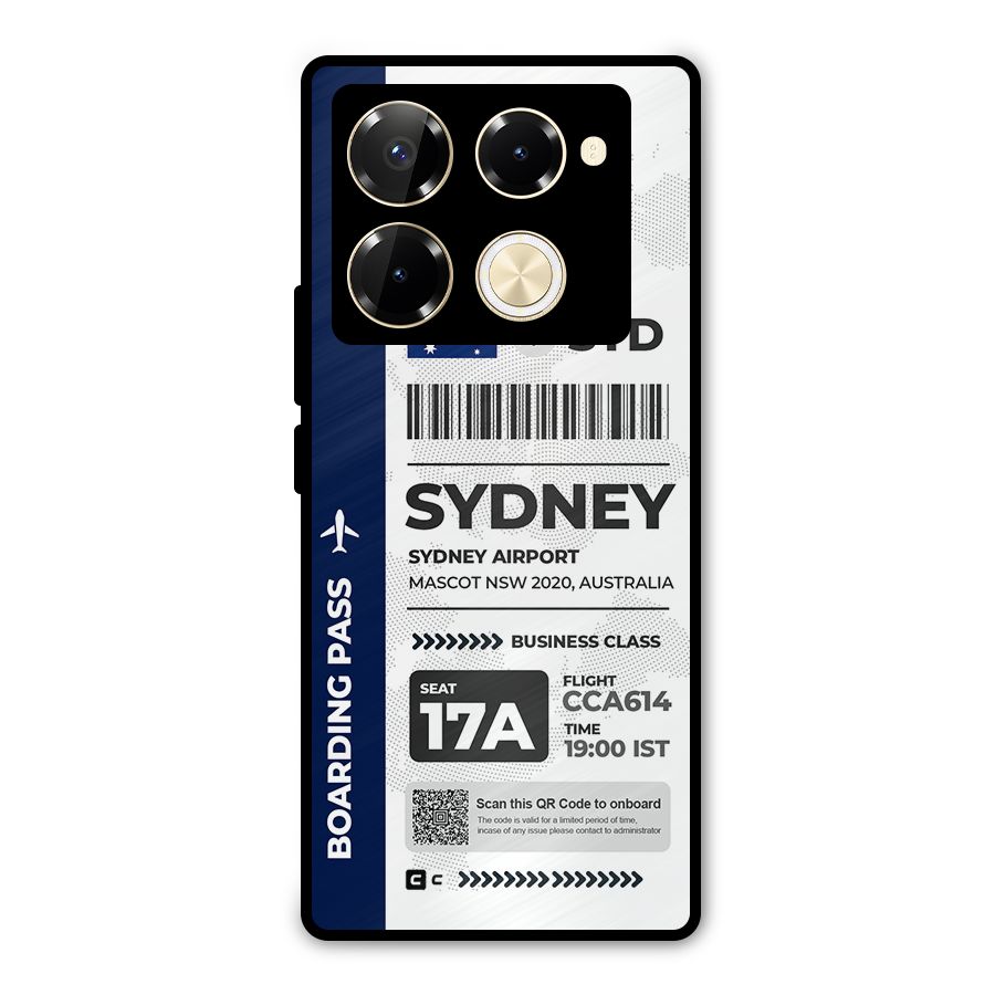 International Boarding Pass Sydney Metal Back Case for Infinix Note 40 Pro Plus