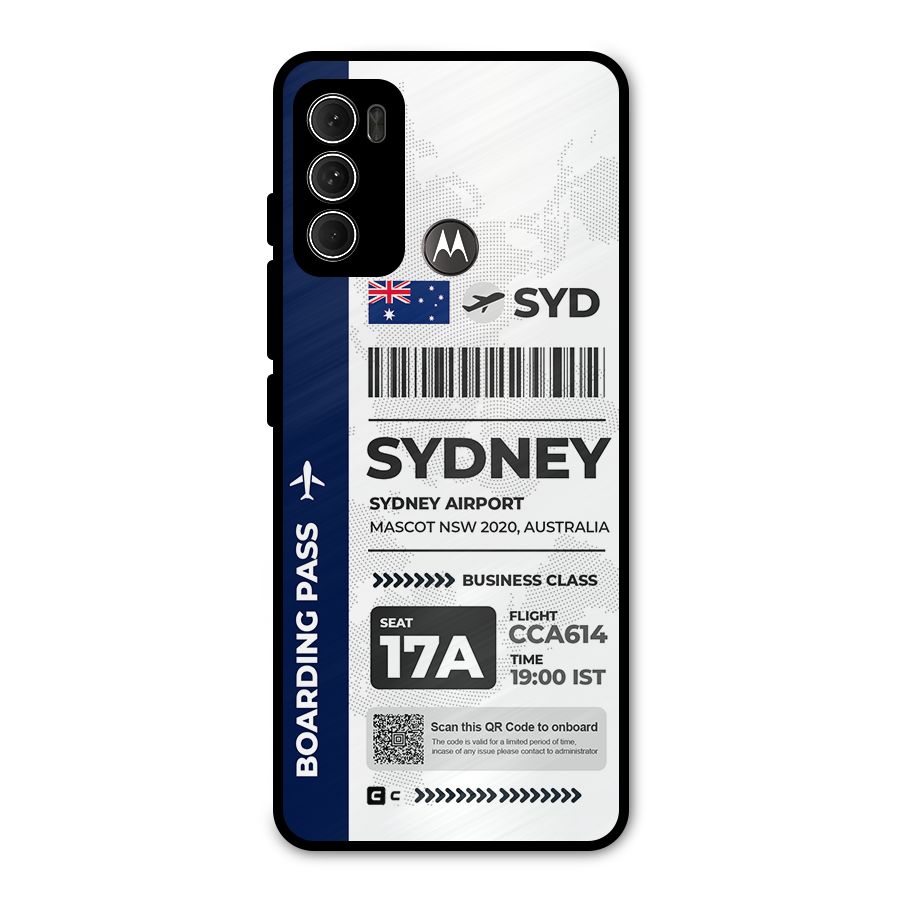 International Boarding Pass Sydney Metal Back Case for Moto G60