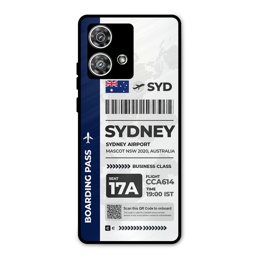International Boarding Pass Sydney Metal Back Case for Motorola Edge 40 Neo
